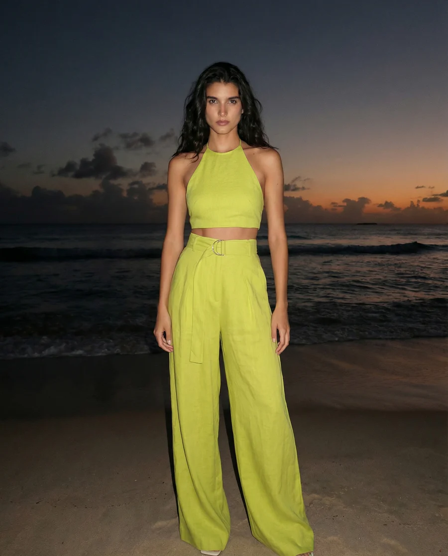 Citrus Chic Tailored Belted Co-Ord Set