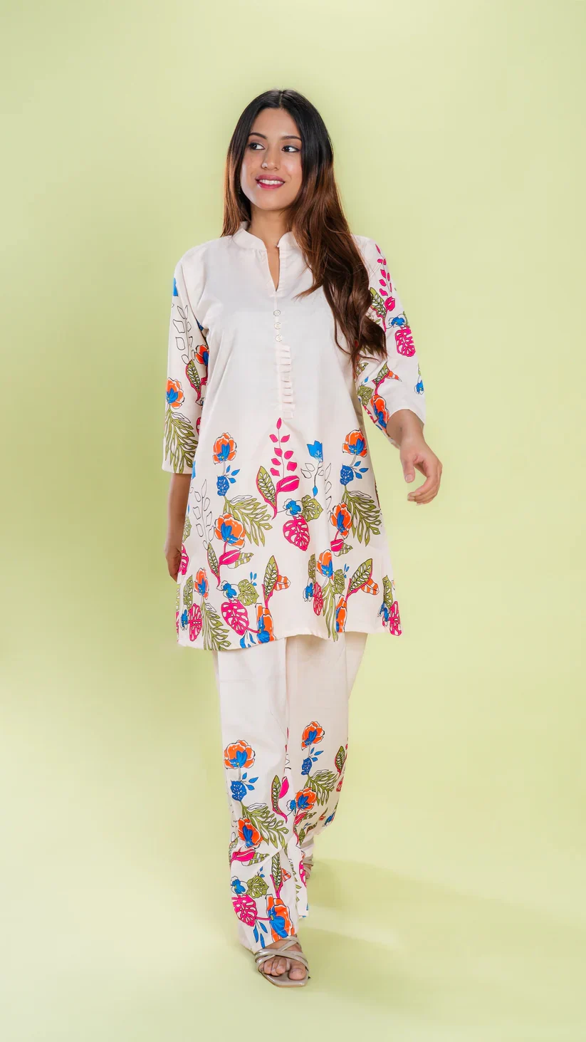 Cream Blossom Co‑Ord Set